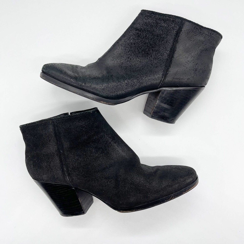 Rachel Comey Mars Ankle Bootie Size 8.5 Black Suede Leather Pull On Block Heel